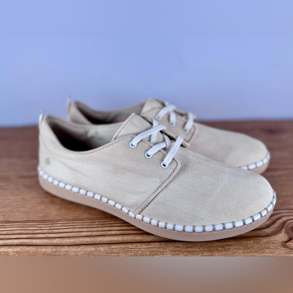 Cloudsteppers By Clarks Women’s Glow Lace Up Beige Canvas Comfort Shoes Sz 11 - Picture 6 of 12